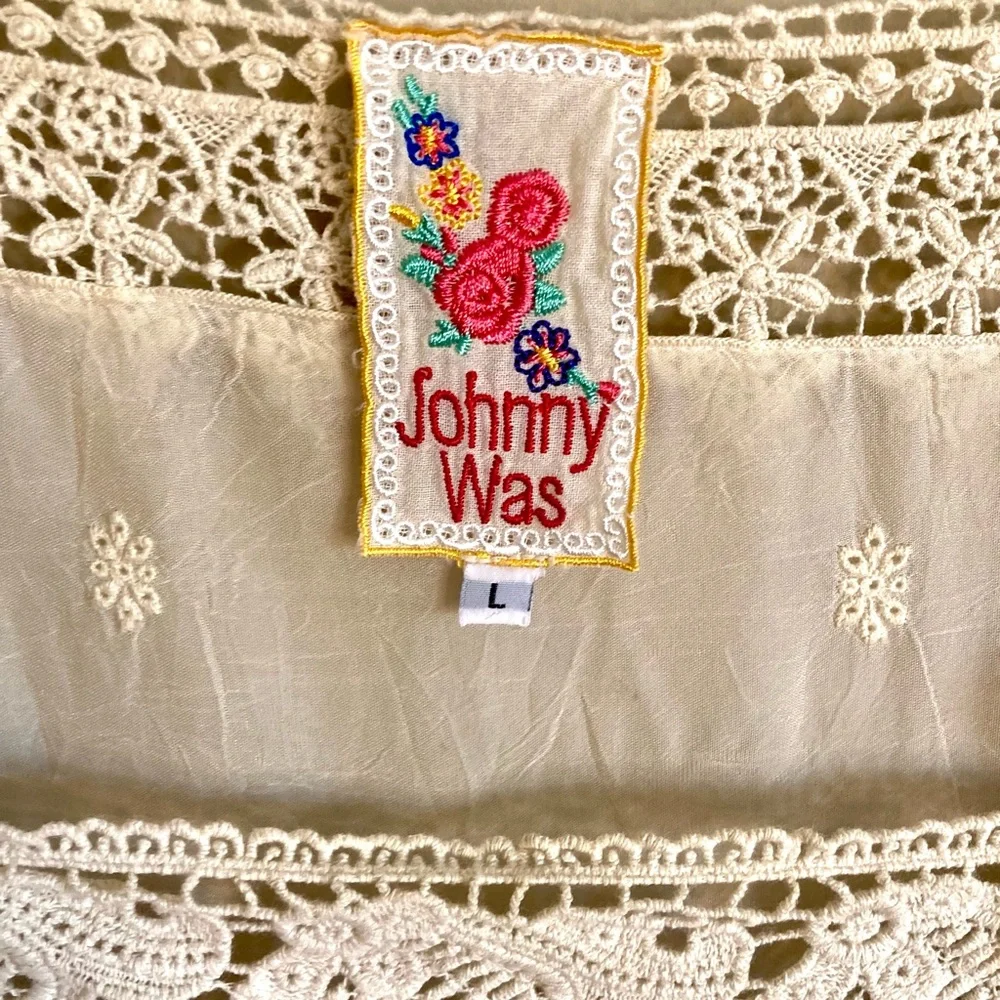 Johnny Was Cream Crochet Lace Peasant Blouse - Picture 11 of 11